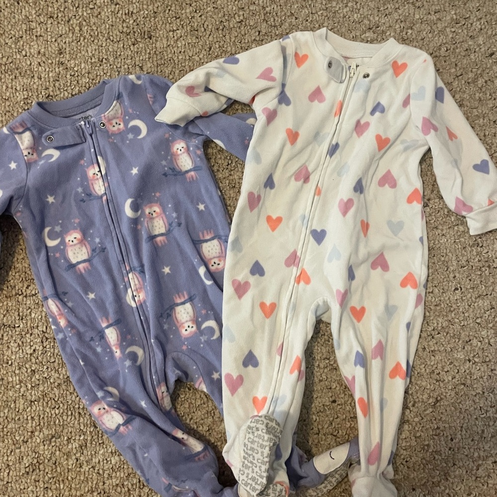 Adorable Heart and Owl Print Kids One Pieces